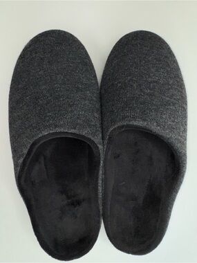 Git-up Memory Foam Slippers Gray Knit Slip On House Shoes Non Slip Mens Womens
